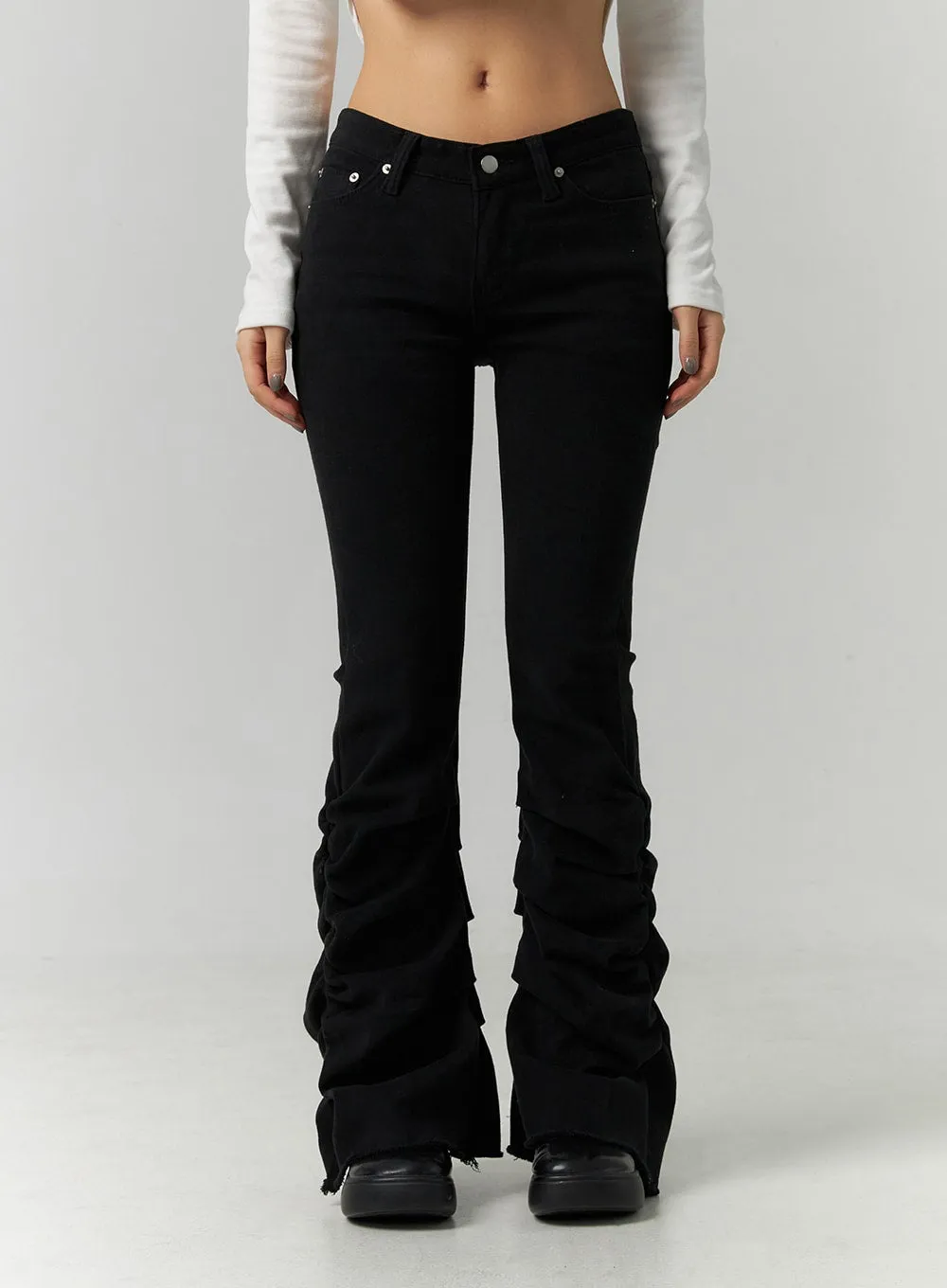 Shirring Boot Cut Pants CN324