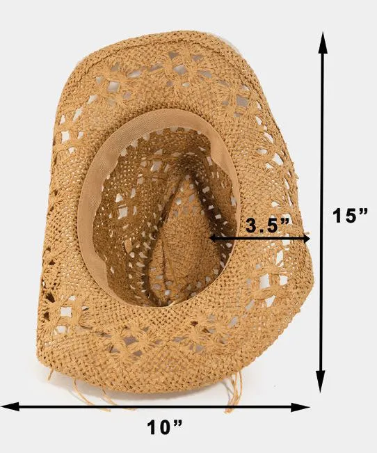 Straw Cowboy Hat - Khaki