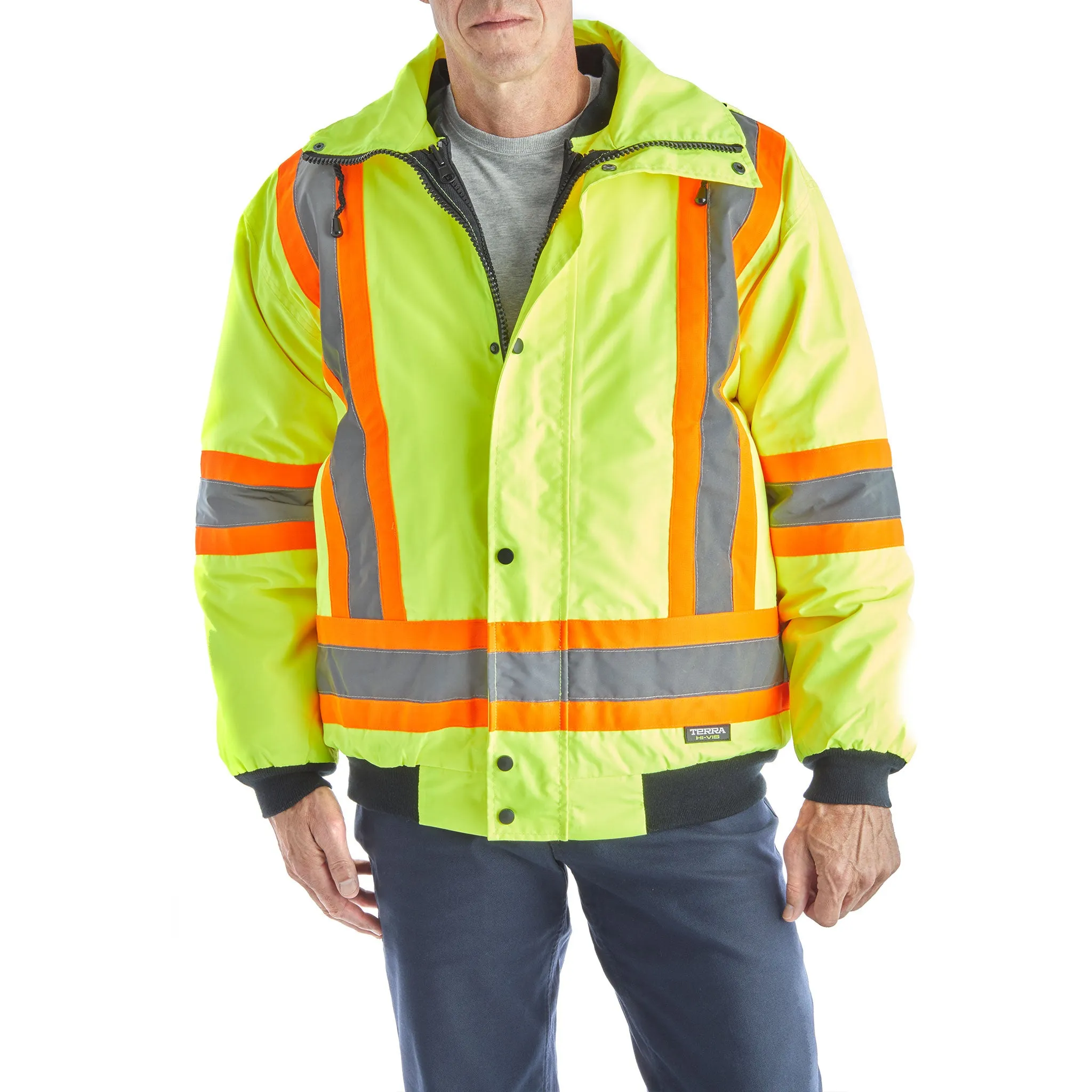 Terra Men's Hi-Vis 6 in 1 System Work Bomber Jacket 116562 - Yellow