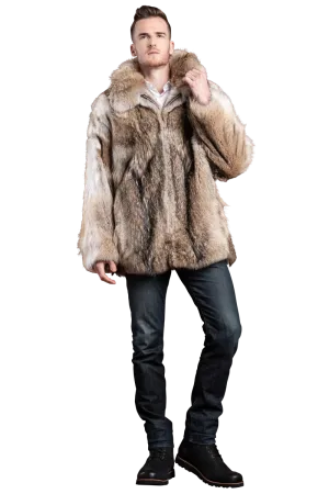 The Terri Men's Natural Coyote Fur Bomber Jacket