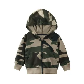 Toddler kids boys Camouflage outer hooded zipper sports jacket