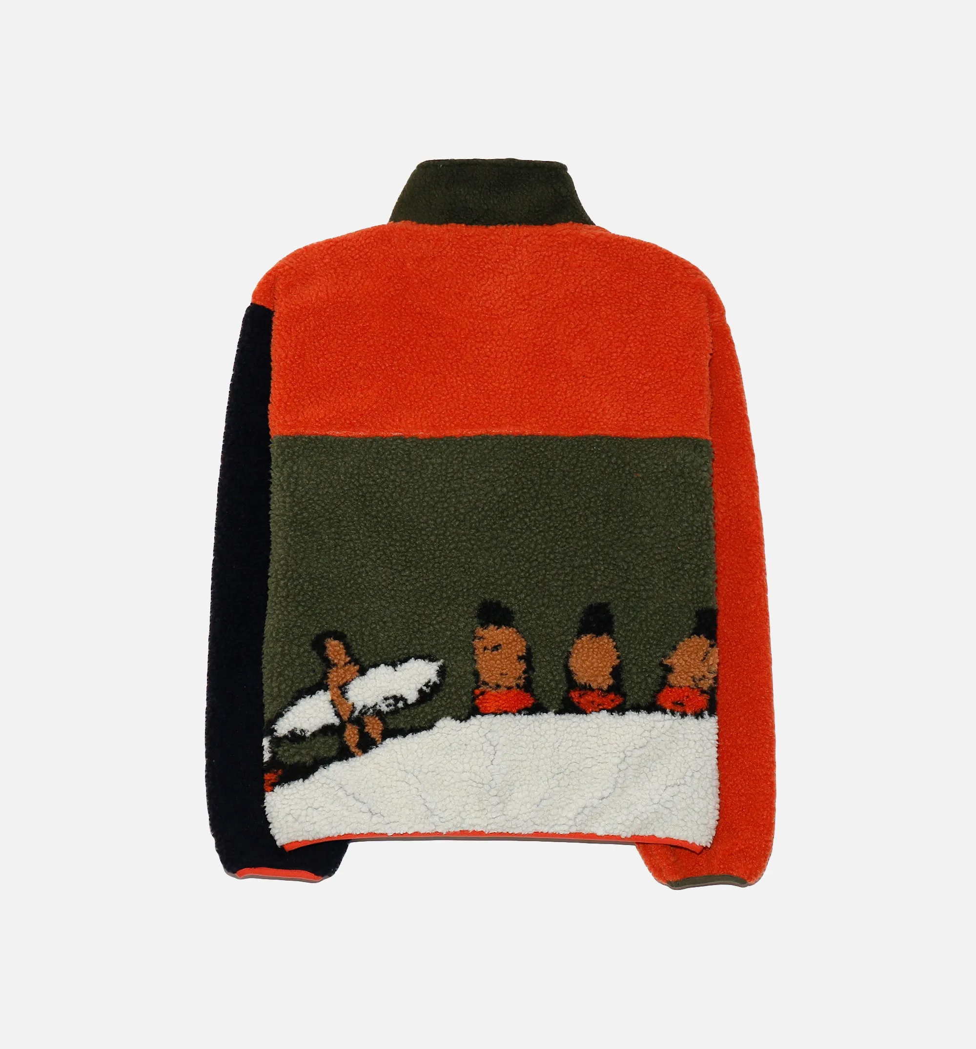 Vault x Nigel Cabourn Sherpa Fleece Mens Jacket - Orange/Olive