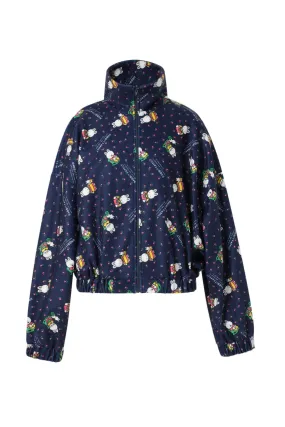 Very Warm Printed Fleece Jacket / Navy