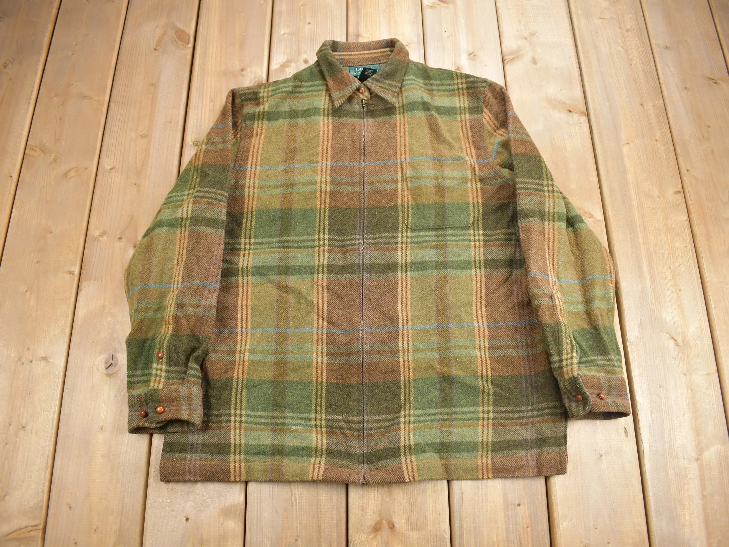 Vintage 1990s Lauren Ralph Lauren Wool Zip Flannel / Light Jacket / Vintage Flannel / Plaid Shirt / Women&#39;s