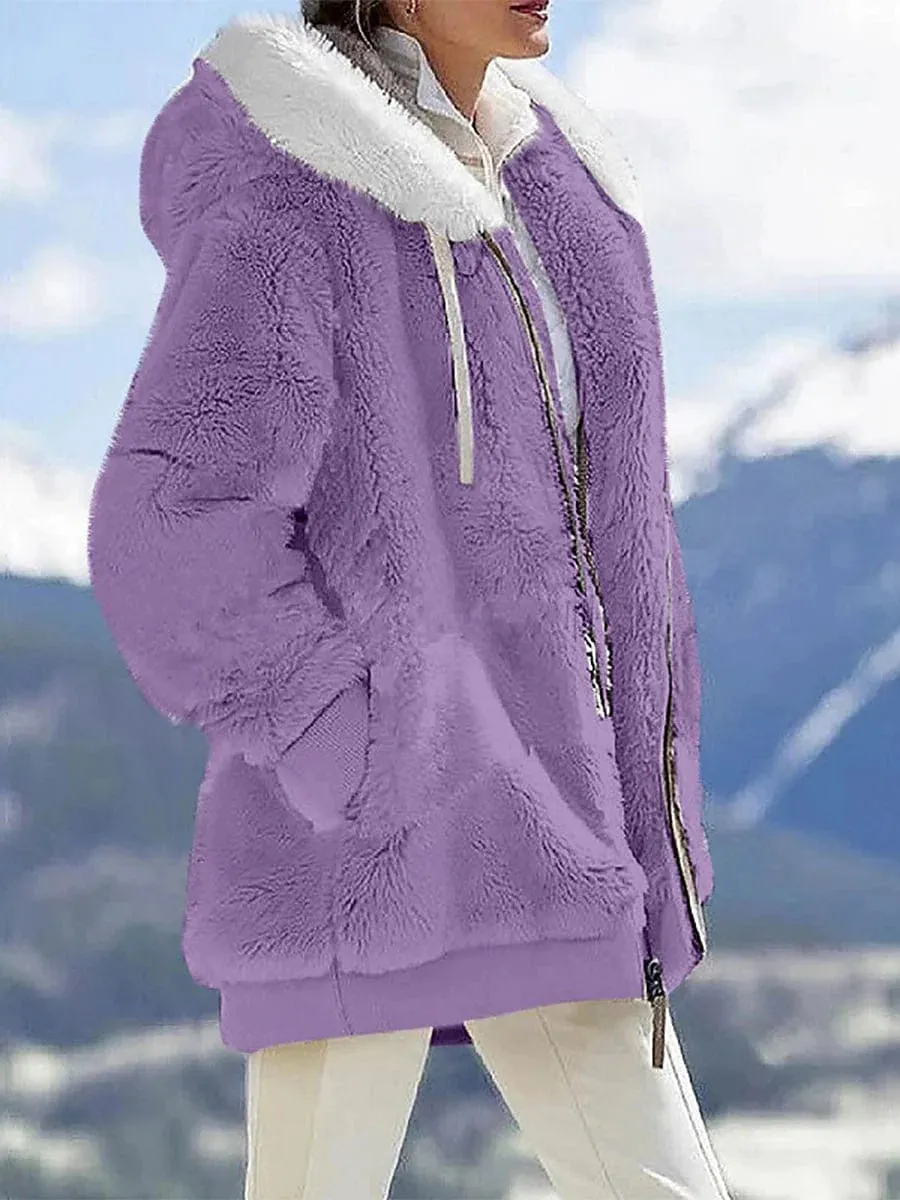 Winter Fleece Jacket with Sherpa Lining for Women - Stylish and Windproof Winter Jacket