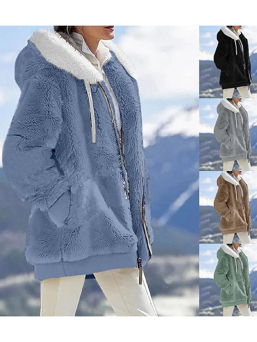 Winter Fleece Jacket with Sherpa Lining for Women - Stylish and Windproof Winter Jacket