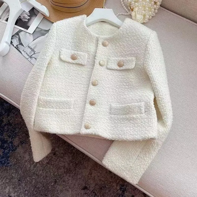 Woolen Tweed Jacket Women