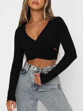 Wrap Cross Knit Women Crop Top