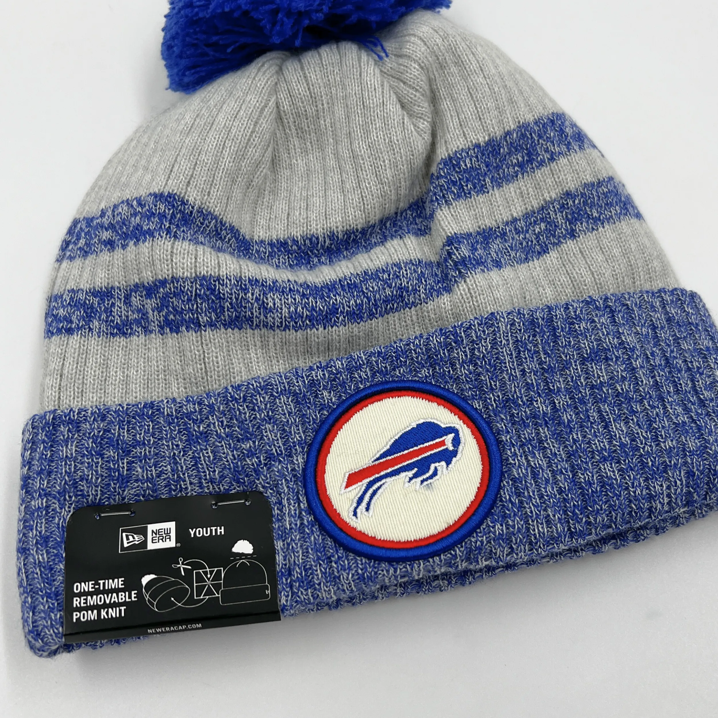 Youth New Era Buffalo Bills Patch Gray & Royal Knit Hat