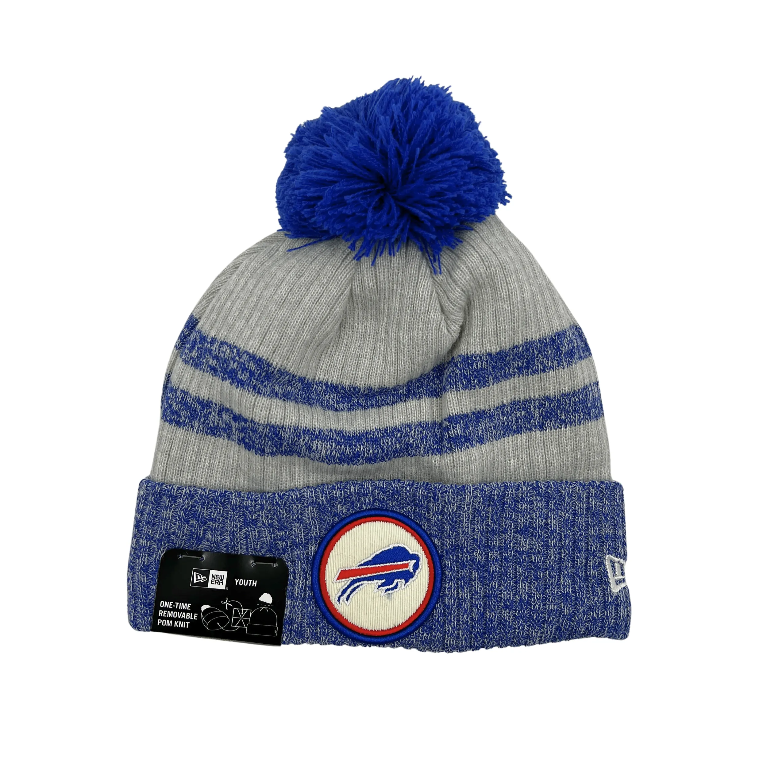 Youth New Era Buffalo Bills Patch Gray & Royal Knit Hat